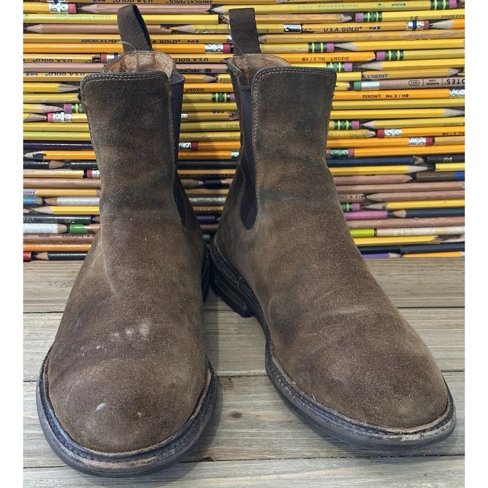 Frye Seth Suede Chelsea Boots Brown Preppy City Men's Size 9 D‎